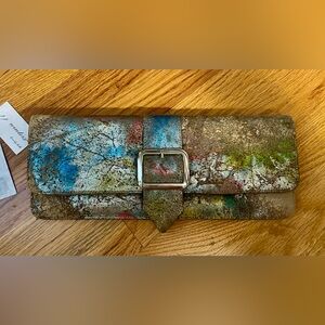 JJ Winters Multicolor Clutch with Silver Buckle